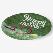 Tennis Happy BirthdayPaper-Teller Pappteller (Schrägansicht)