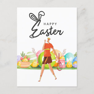 Tennis Happy Easter to Tennis Spieler mit Eiern Feiertagspostkarte