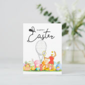 Tennis Happy Easter to Tennis Spieler mit Eiern Postkarte (Stehend Vorderseite)