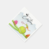 Tennis Happy Easter to Tennis Spieler mit Eiern Serviette (Ecke)