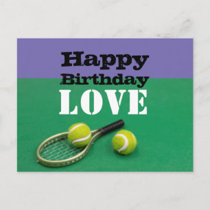 Tennis Happy Geburtstag Liebe mit Ball und Schläge Postkarte