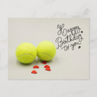 Tennis Happy Geburtstag mit Ball und rotem Herz