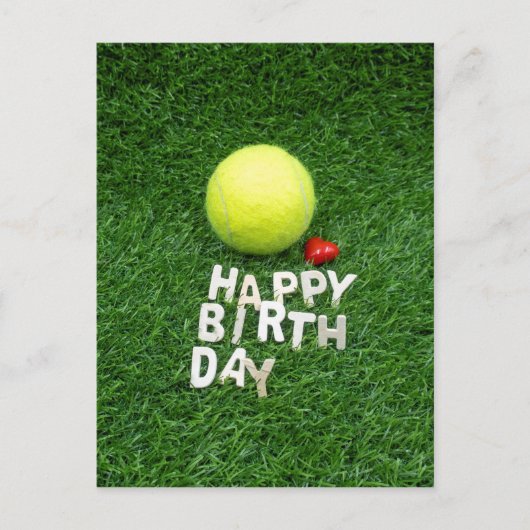 Tennis Happy Geburtstag mit Liebe Herzform Karte (Vorderseite)
