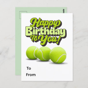 Tennis Happy Geburtstag mit Tennisball Postkarte