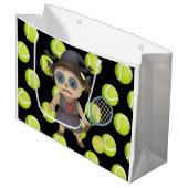 Tennis Happy Halloween mit Ball überall Große Geschenktüte (Vorderseite Schrägansicht)