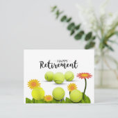 Tennis Happy Pension mit Blume Postkarte (Stehend Vorderseite)