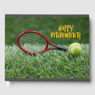 Tennis Happy Rente auf grünem Gras Gästebuch