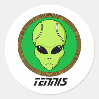 Tennis Head Alien Runder Aufkleber