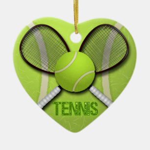TENNIS-HERZ ORAMENT KERAMIKORNAMENT