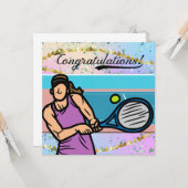 Tennis Herzlichen Glückwunsch an Spieler Karte (Vorderseite/Rückseite Beispiel)