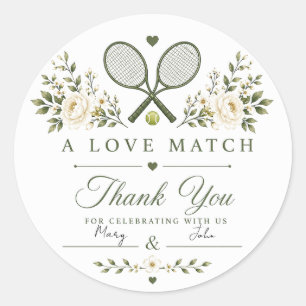 Tennis Hochzeit Danke Runder Aufkleber