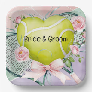 Tennis-Hochzeit Napkin - Romantische Wasserfarbe Pappteller