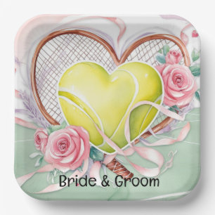 Tennis-Hochzeit Napkin - Romantische Wasserfarbe Pappteller