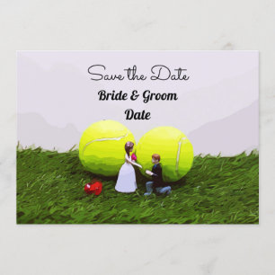 Tennis Hochzeit retten das Datum mit Braut und Brä Einladung