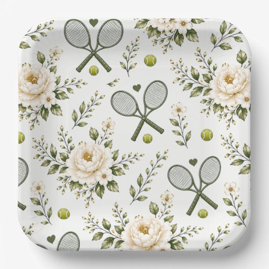 Tennis Hochzeit Willkommen Pappteller (Vorderseite)