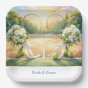 Tennis-Hochzeits-Blumen-Schläger Pappteller