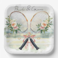 Tennis-Hochzeits-Schläger mit Blumen-Braut & Bräut