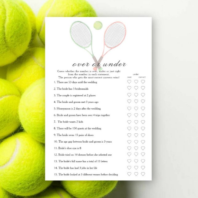 Tennis Hochzeitsbrause Über oder Unter Spiel (Von Creator hochgeladen)