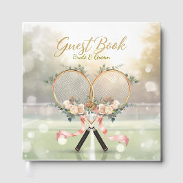 Tennis-Hochzeitsgästebuch – Floraler Schläger  Gästebuch