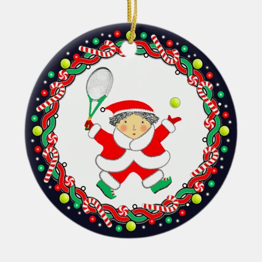 Tennis Holiday Keramik Ornament (Vorne)