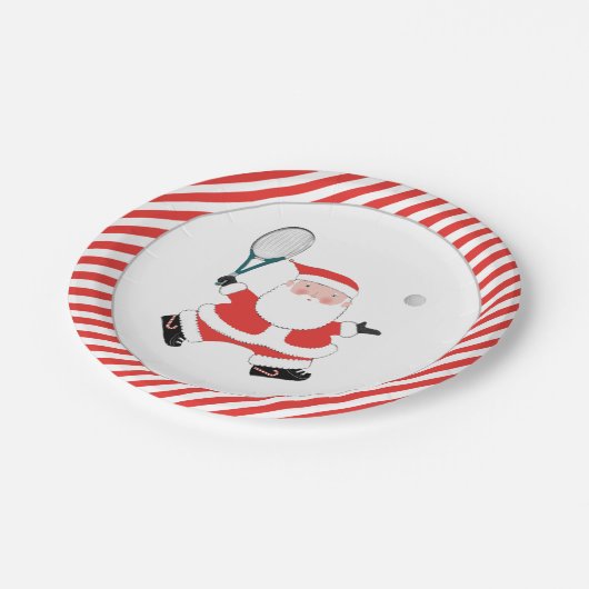 Tennis Holiday Party Paper Plate Pappteller (Schrägansicht)