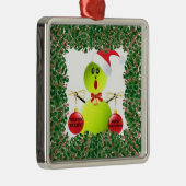 Tennis Holiday Silbernes Ornament (Rechts)