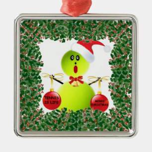 Tennis Holiday Silbernes Ornament