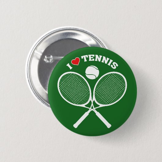 Tennis, I Liebe Tennis Button (Vorne & Hinten)