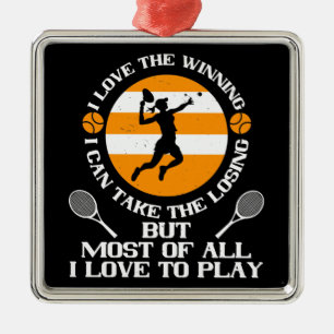 Tennis - Ich Liebe gewinne Liebe zum Spielen Ornament Aus Metall