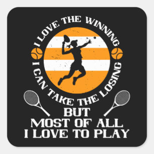 Tennis - Ich Liebe gewinne Liebe zum Spielen Quadratischer Aufkleber