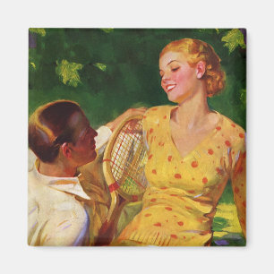Tennis im Vintage-Sport, Liebe und Romantik Magnet