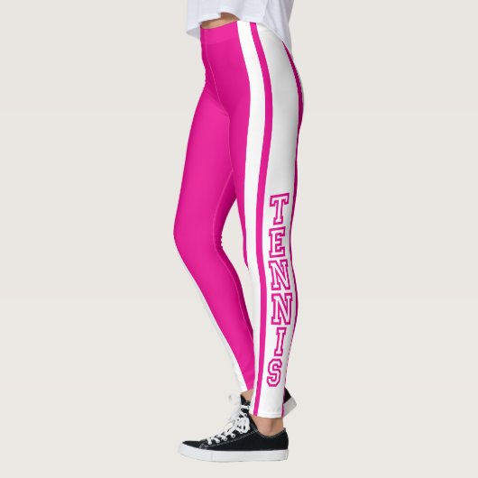 Tennis in Hot Pink und White Typografy Letters Leggings (Links)