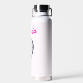 Tennis Individuelle Name Hot Pink Black Trinkflasche (Rückseite)