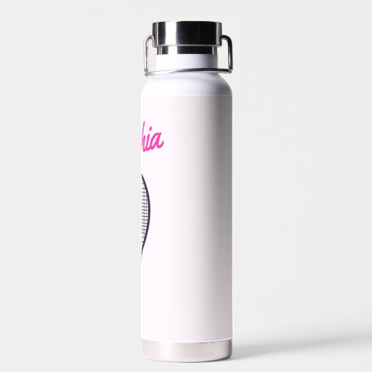 Tennis Individuelle Name Hot Pink Black Trinkflasche (Rückseite)