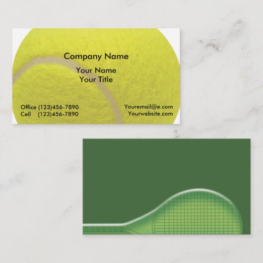 Tennis Instructor Business Cards Visitenkarte (Vorne/Hinten)