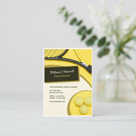 Tennis Instructor Business Cards Visitenkarte (Stehend Vorderseite)