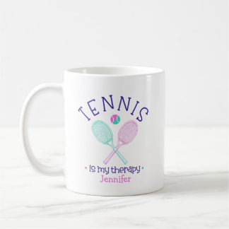 "Tennis Is My Therapy" Custom Coffee Mug Gift Kaffeetasse
