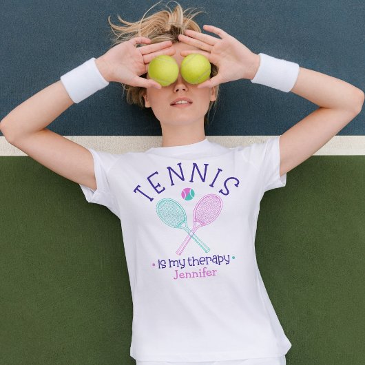"Tennis Is My Therapy" Custom Girls T-Shirt Tri-Blend Shirt
