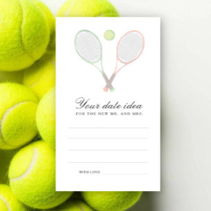 Tennis-Junggesellinnen-Abschied Ideen für ein Date Begleitkarte