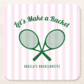 Tennis-Junggesellinnenabschied-Mache-einen-Aufstan Rechteckiger Pappuntersetzer (Vorderseite)
