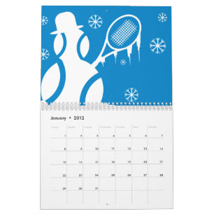Tennis Kalender Geschenk mit farbenfrohen Illustra