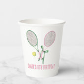 Tennis karierte Geburtstagseinladung Pappbecher (Vorderseite)