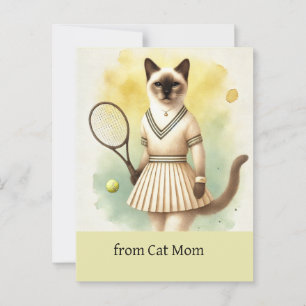Tennis Katzenspielerin Aquarell Postkarte