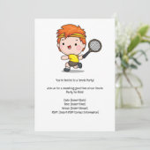 Tennis Kid Birthday Party Einladung (Stehend Vorderseite)