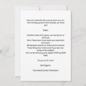 Tennis Kid Birthday Party Einladung (Rückseite)