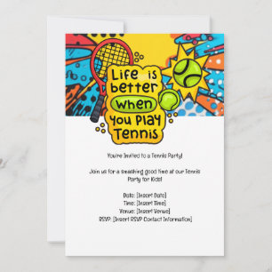 Tennis Kid Birthday Party Einladung