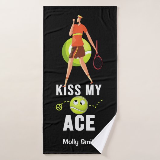 Tennis Kiss My Ace für Player Funny Badehandtuch (Badehandtuch)