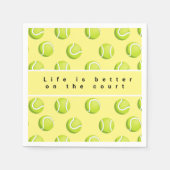 Tennis-Leben ist besser auf dem Gelben Platz Serviette (Vorderseite)
