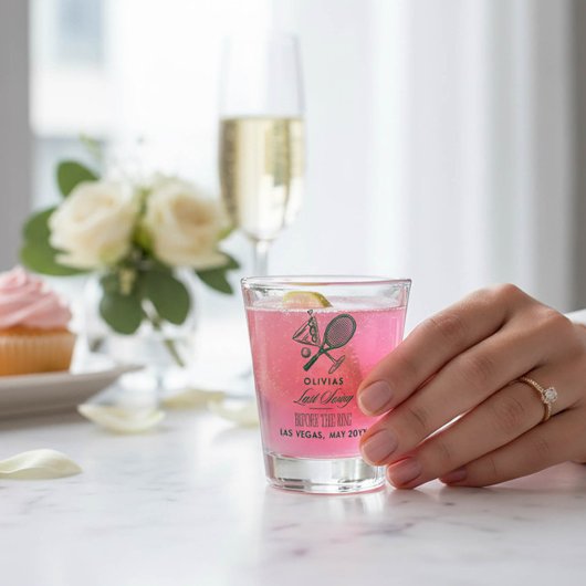 Tennis letzter Schwung vor dem Ring Junggesellinne Schnapsglas