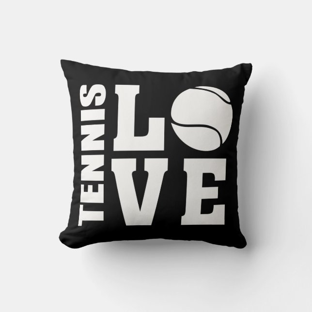 Tennis Liebe Black Kissen (Vorderseite)